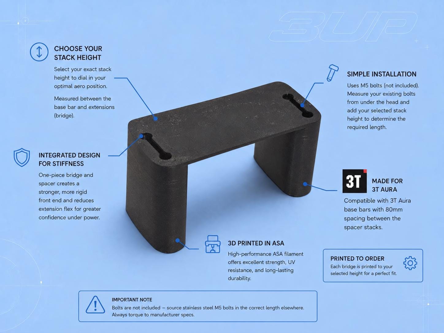 3T Aura Integrated Spacer Bridge, Custom Height product image 2