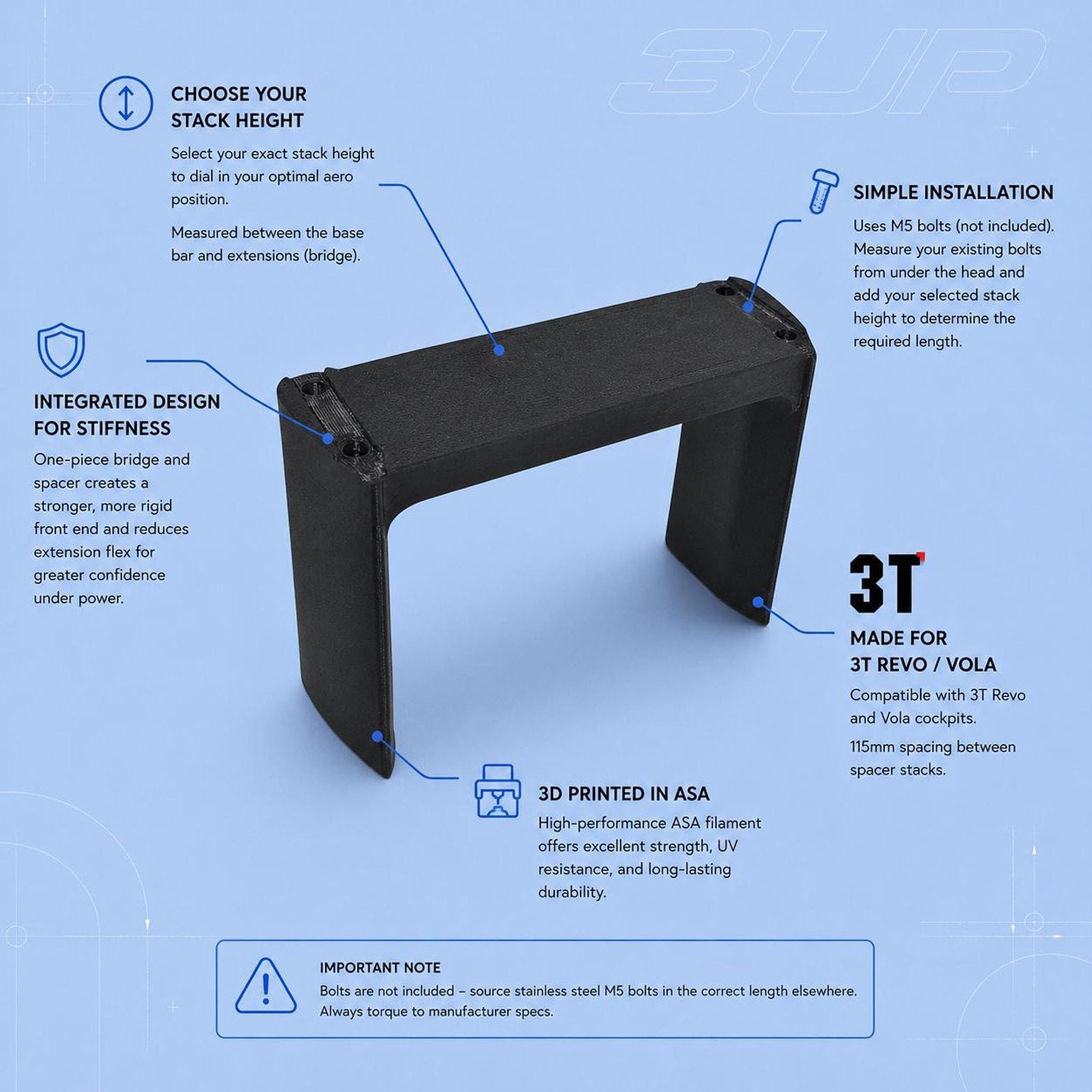 3T Revo / Vola Integrated Spacer Bridge, Custom Height product image 2