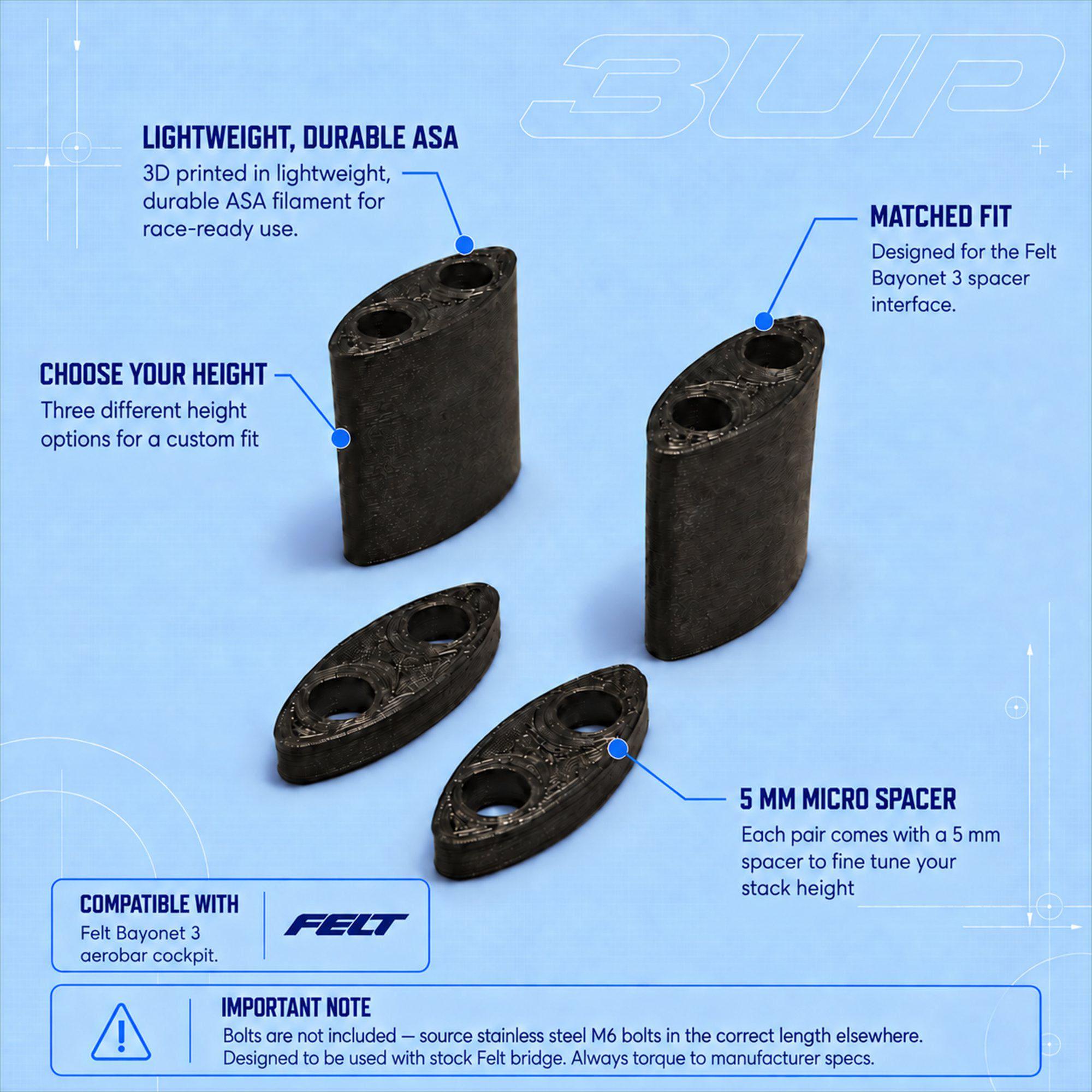 Felt Bayonet 3 stack-height spacer pair product image 2